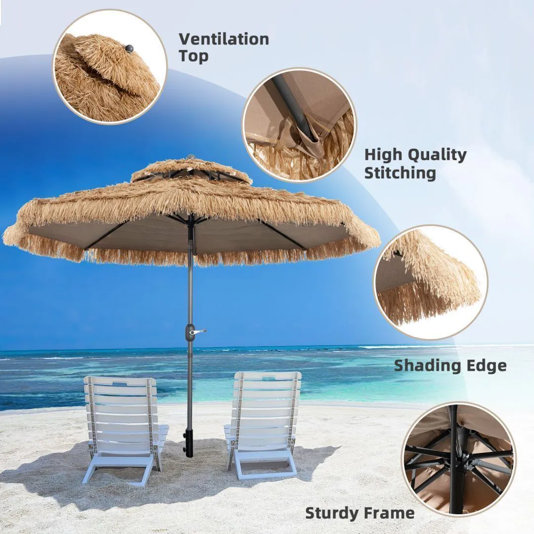 Buy Thatched Tiki Umbrella 2 Tier Hawaiian Style