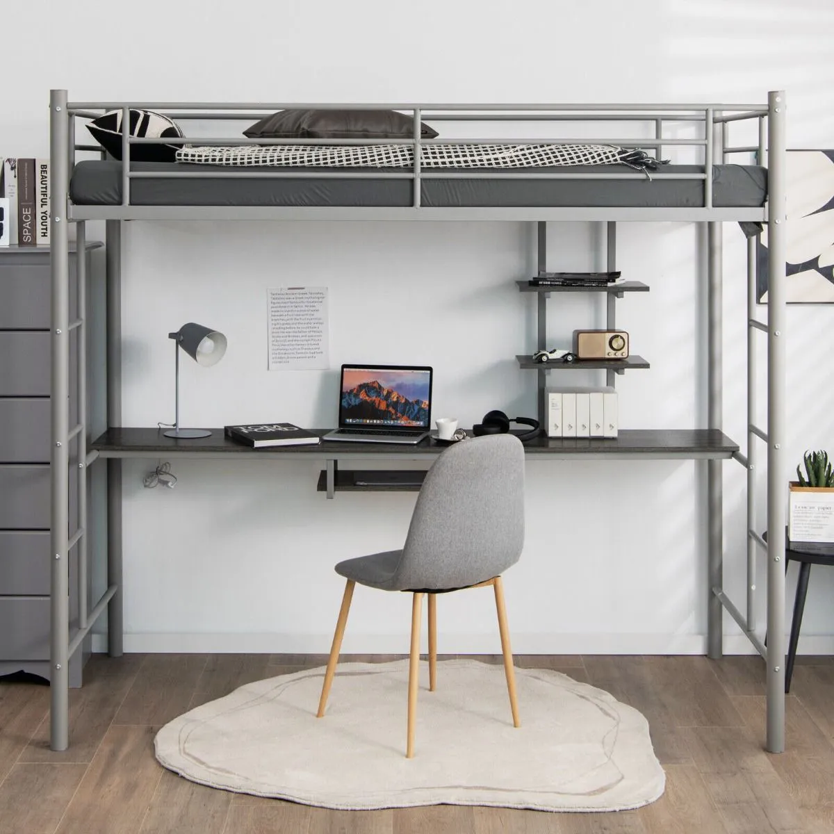 Buy Metal Bunk Bed Frame High Sleeper with Desk and