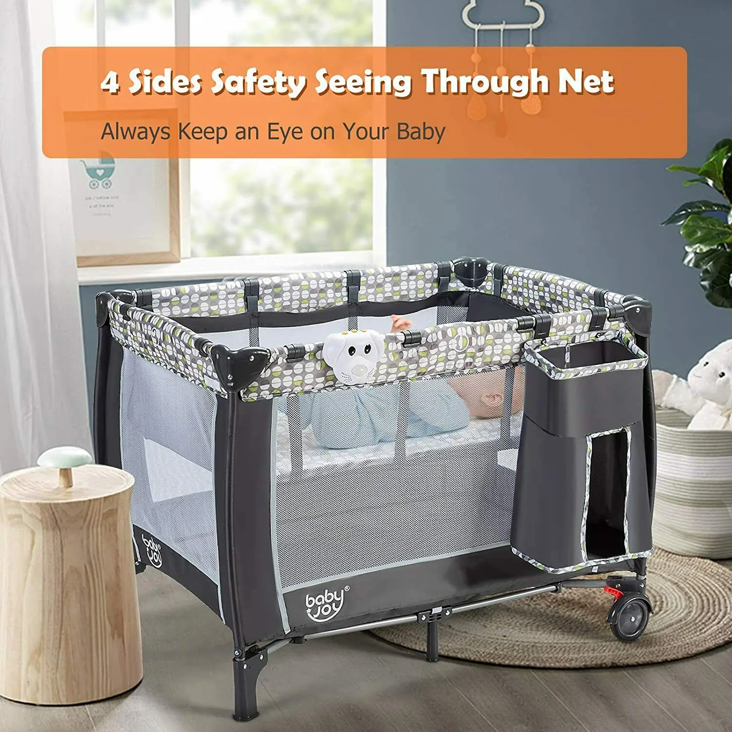 Baby light crib portable travel cot bedside bassinet  Playpen for infant 