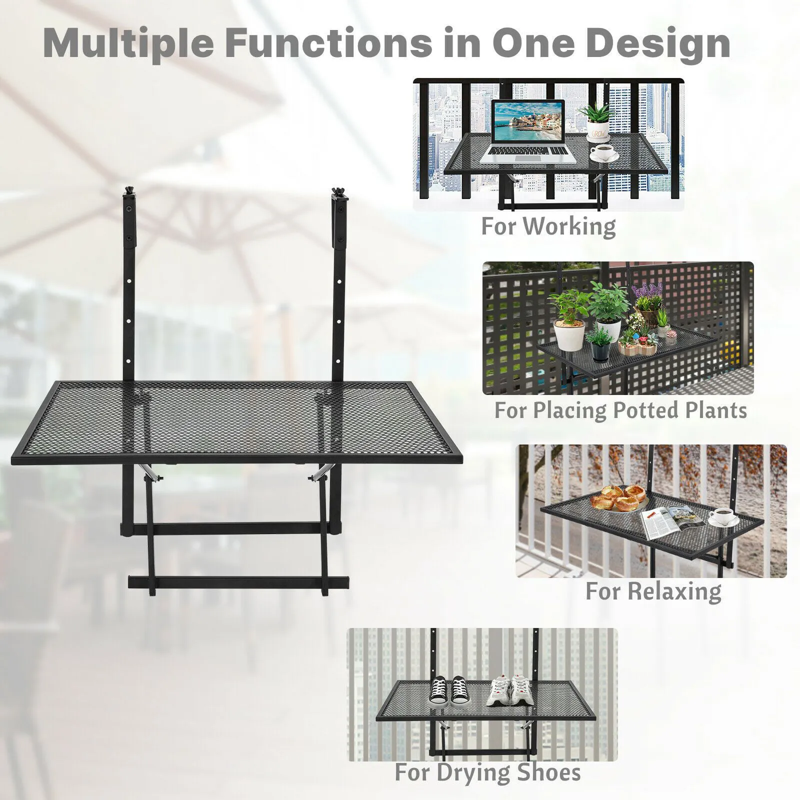 Hanging Foldable Table Floating Desk Planter with Holder