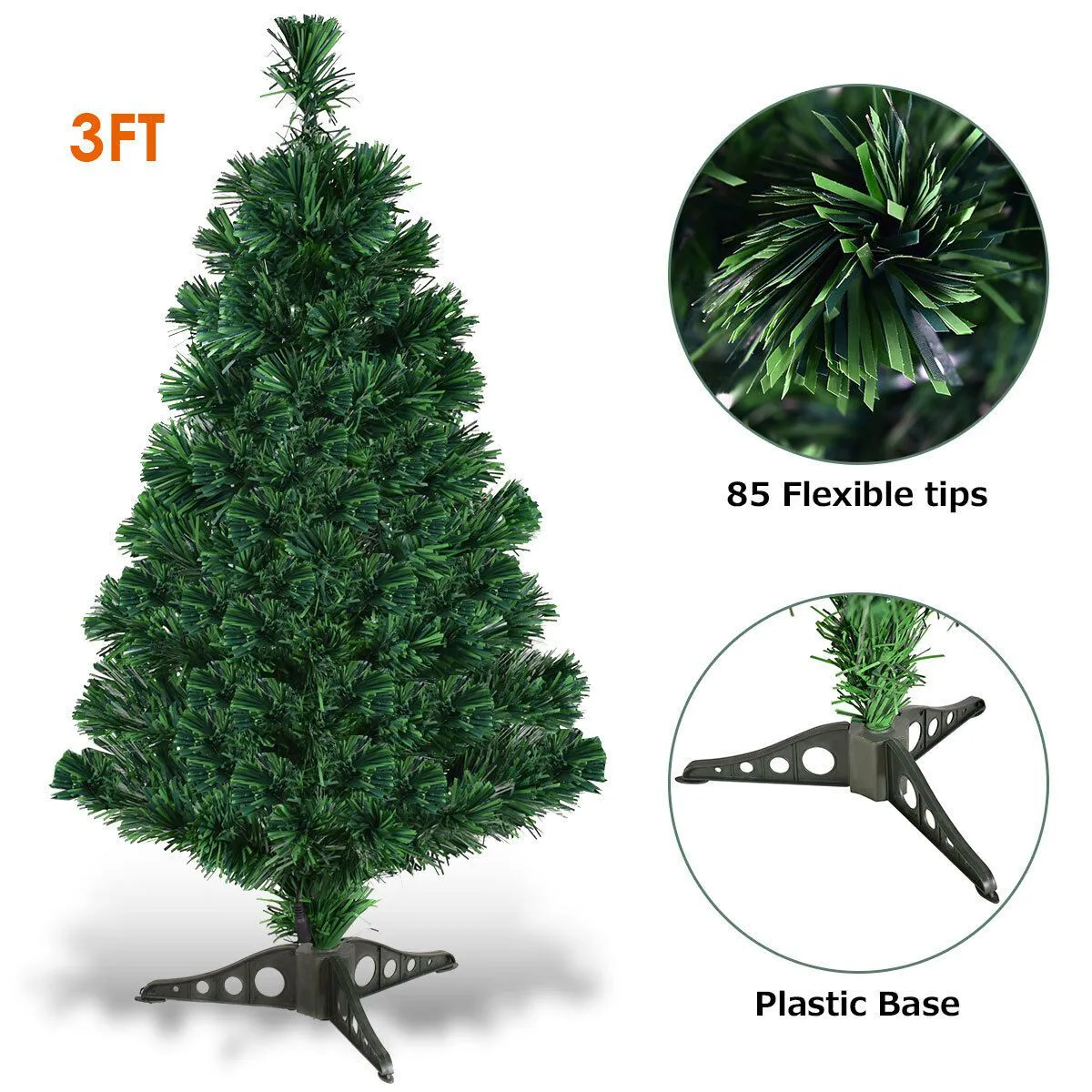 Artificial Fibre Optic Christmas Tree in sizes: 3ft / 4ft / 5ft / 6ft with Stand