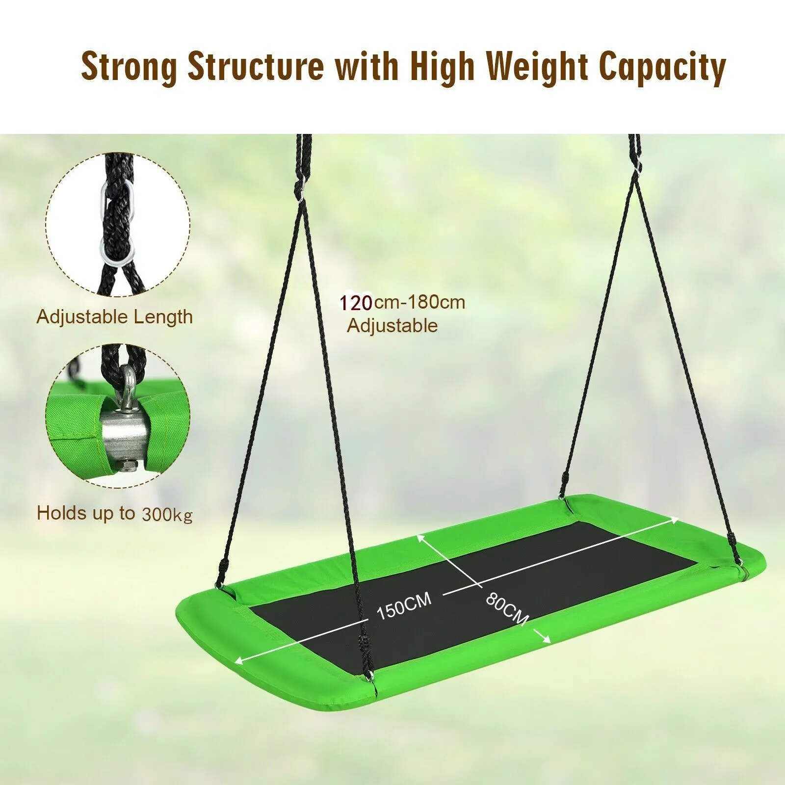 Large Adjustable Height Rectangular Swing Seat